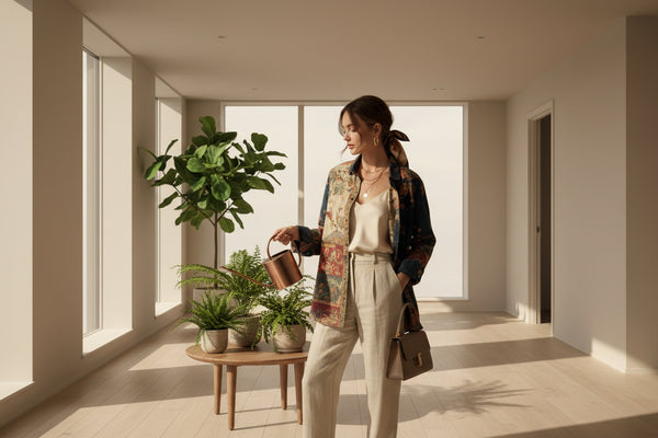 New Womens 3D Digital-Print Retro Casual Long-Sleeve Shirt